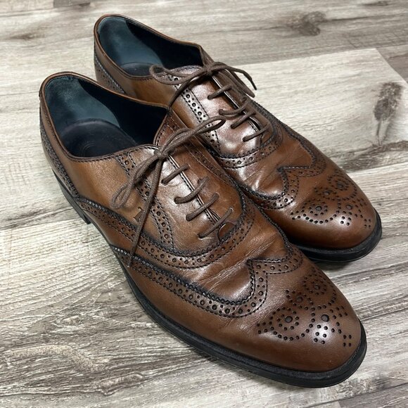 Tod’s Wingtip Classic Oxford Lace Up Leather Shoes Brown Women’s Size 39.5 - Picture 1 of 9